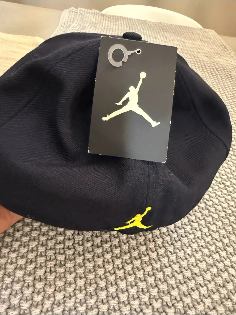 Jordan Navy Snapback Hat with Yellow 'M' Embroidery
